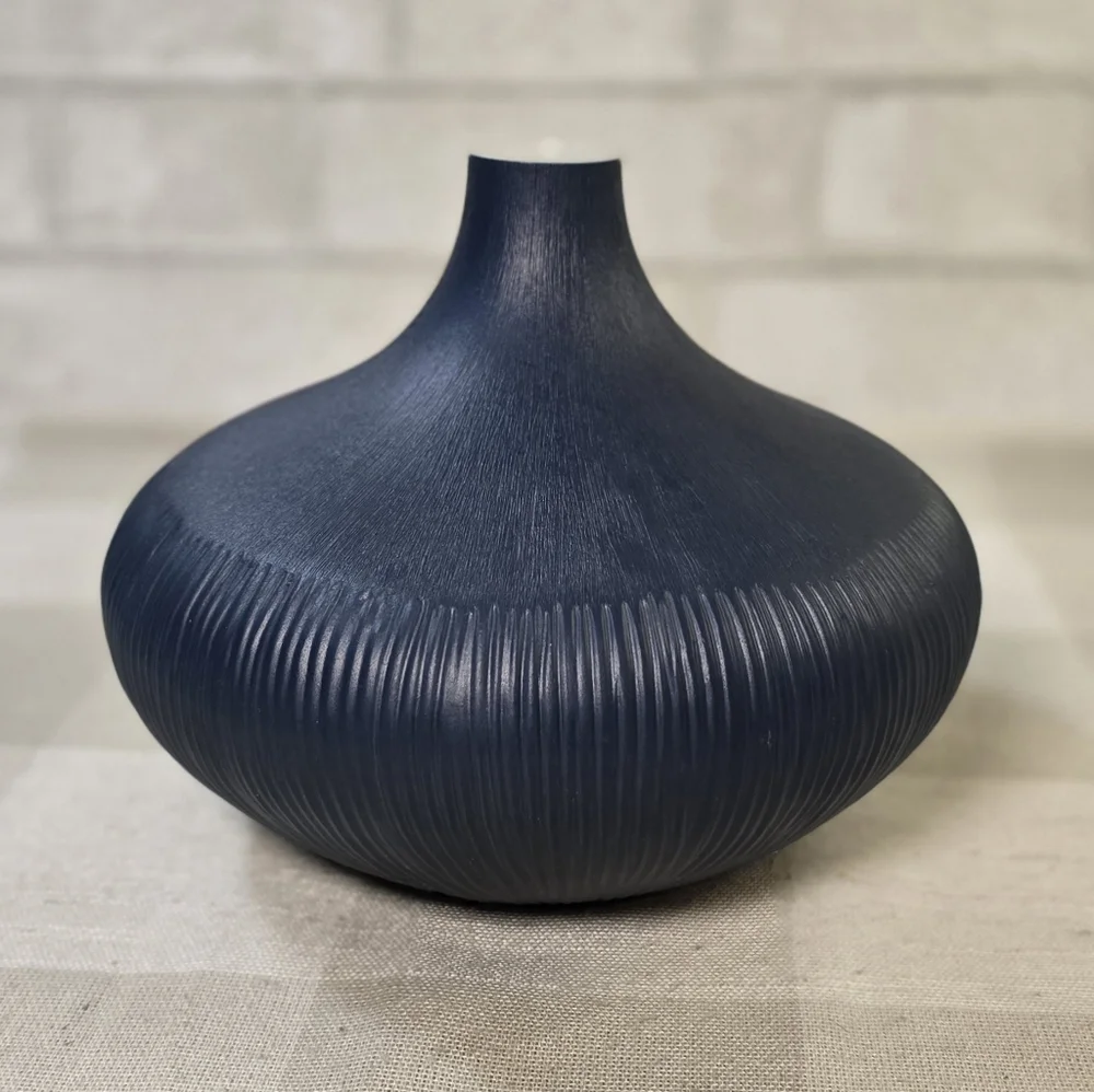 Indigo Blue Textured Ceramic Table Round Bud Ikebana Vase 8